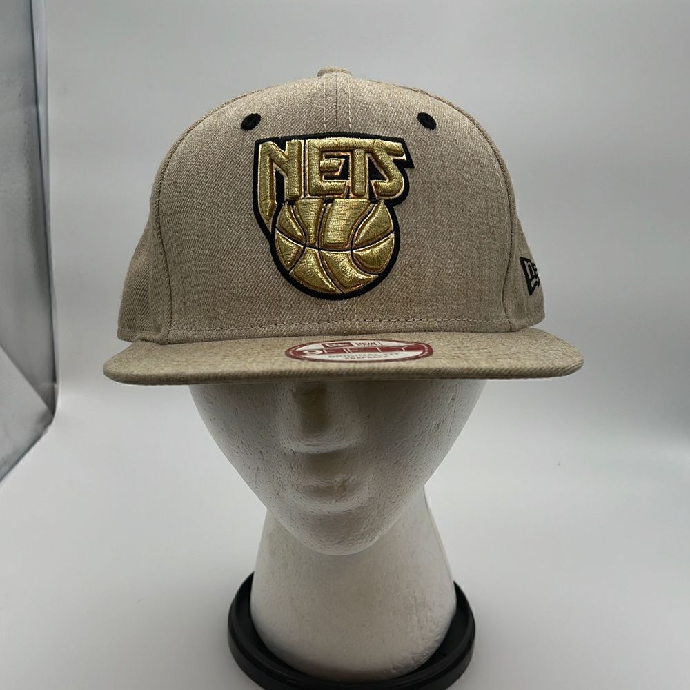 New Era 59fifty New Jersey Nets Snapback Hat Tan Gold  brim‎